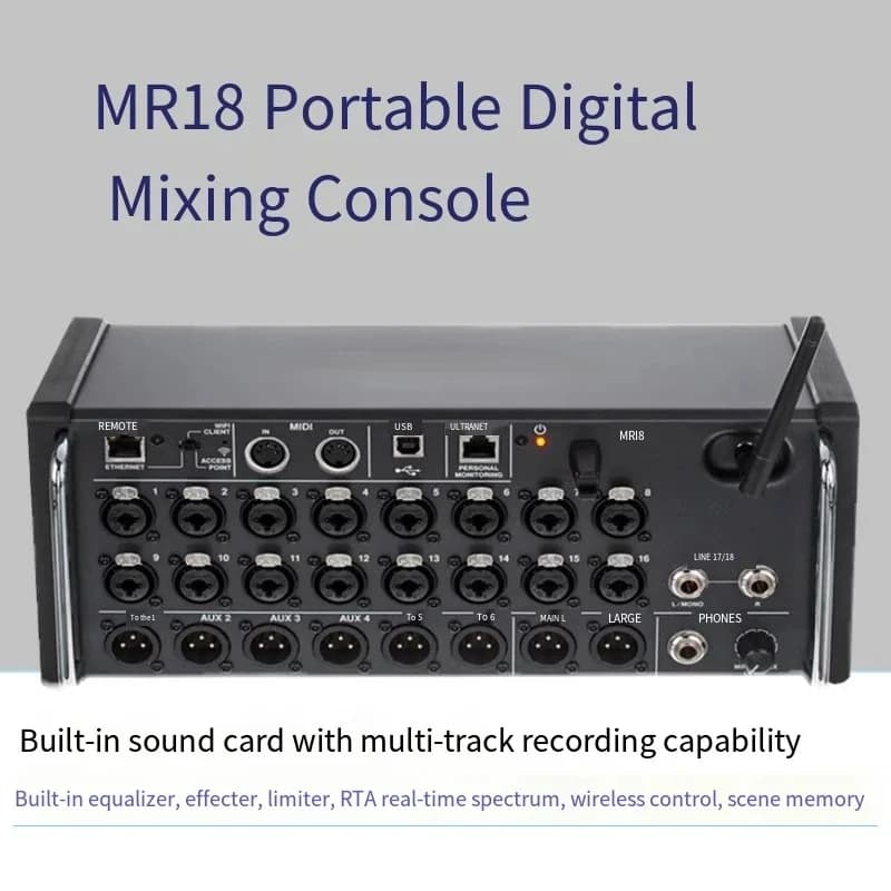Mr18 console de gravação de estúdio de mixagem digital profissional, mixer digital de estúdio, mesa de som multi-track com gravador usb