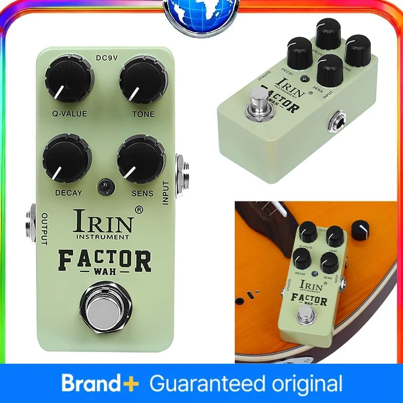Pedal de efeito Wah IRIN RS-28, verde claro, miniatura, controles de qualidade, tom, sensibilidade, entrada/saída.
