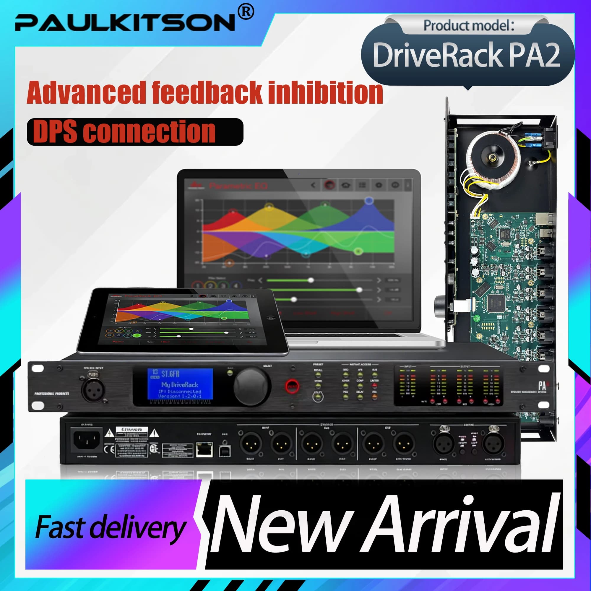 Processador de Áudio PA2/VENU360 com 2 Entradas e 6 Saídas, Software Original, Driver de Áudio Rack PA2, Equipamento de Áudio Profissional para Alto-falantes