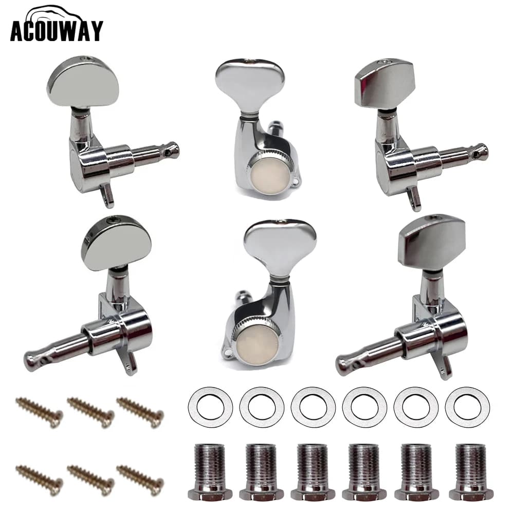 Kit de afinadores de cordas de guitarra ACOUWAY com cabeças de máquina cromadas e peças de montagem