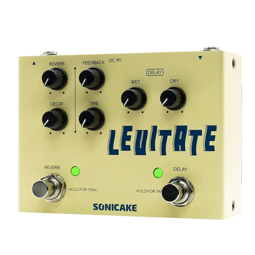 Sonicake Levitar Pedal de Efeitos de Guitarra, Amigo, Digital, Reverb, Delay, Preto e Amarelo