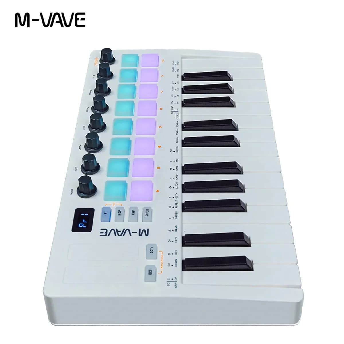 Teclado de Controle MIDI M-VAVE SMK-25 II, Mini USB Pad, Controlador MIDI USB de 25 Teclas, 16 Pads de Bateria RGB, 8 Botões, Notebook Musical