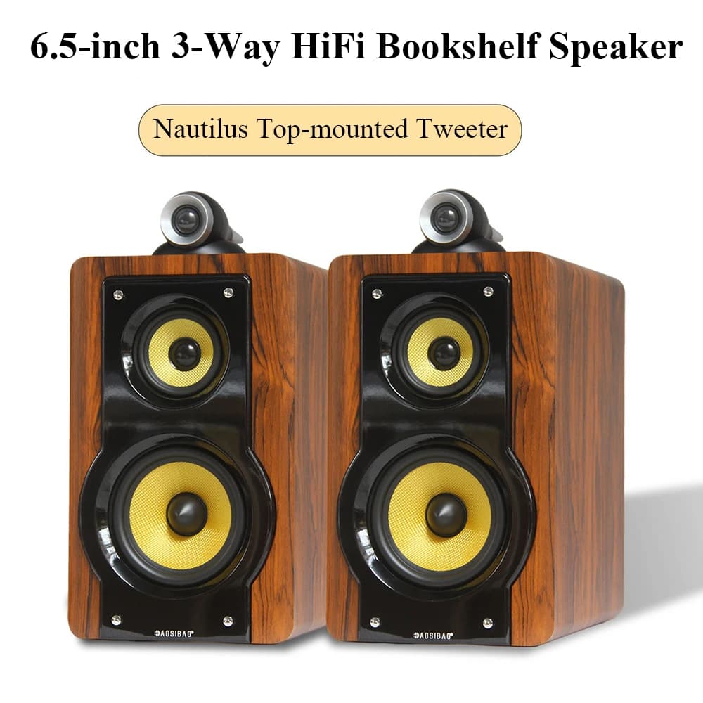 Caixa de Som HiFi Passiva de 6,5 Polegadas com Design de 3 Vias, Tweeter Estilo Nautilus, Driver de Médios de 4 Polegadas, Potência de 200W