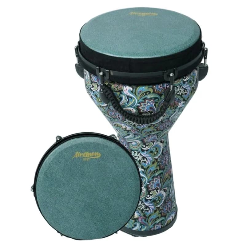 Tamborim tradicional africano de 12 polegadas com design floral e borda preta