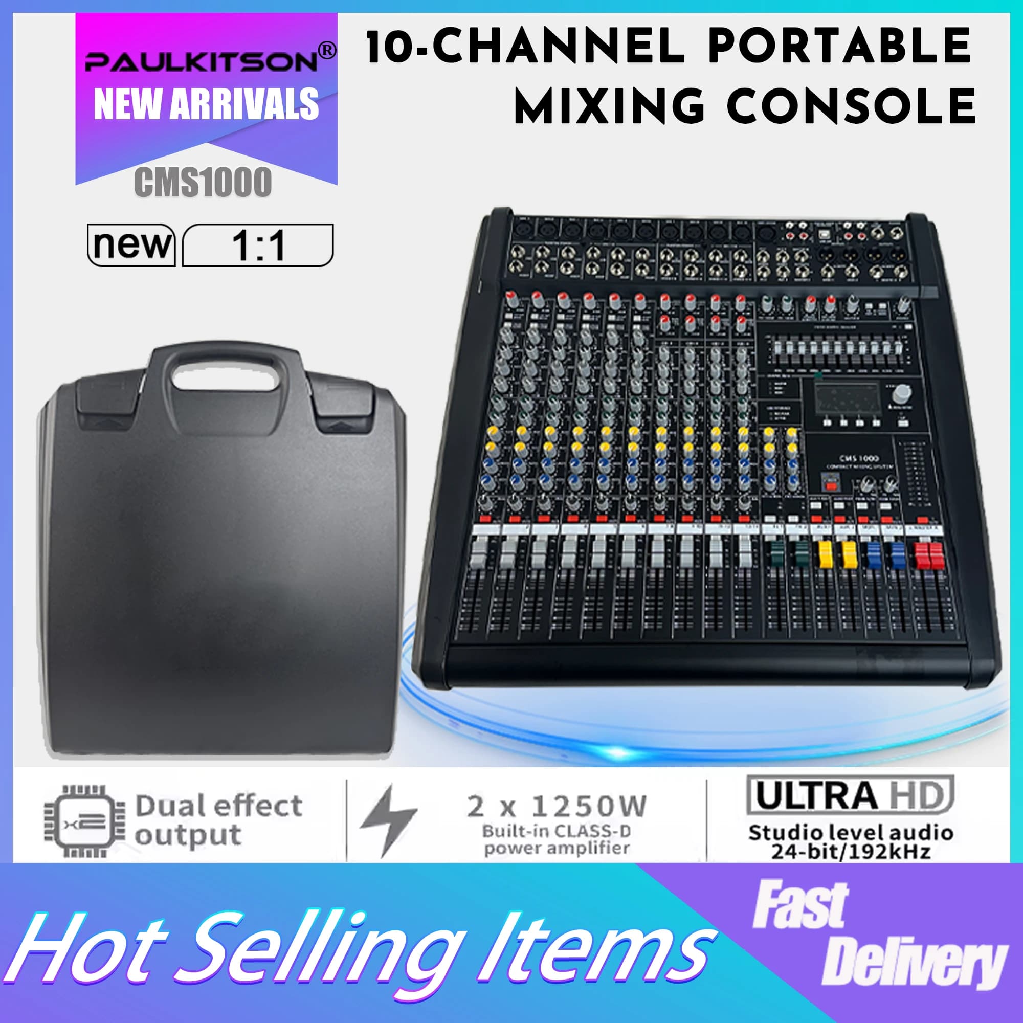 Mesa de mixagem digital profissional Paulkitson CMS1000-3 para DJ e palco