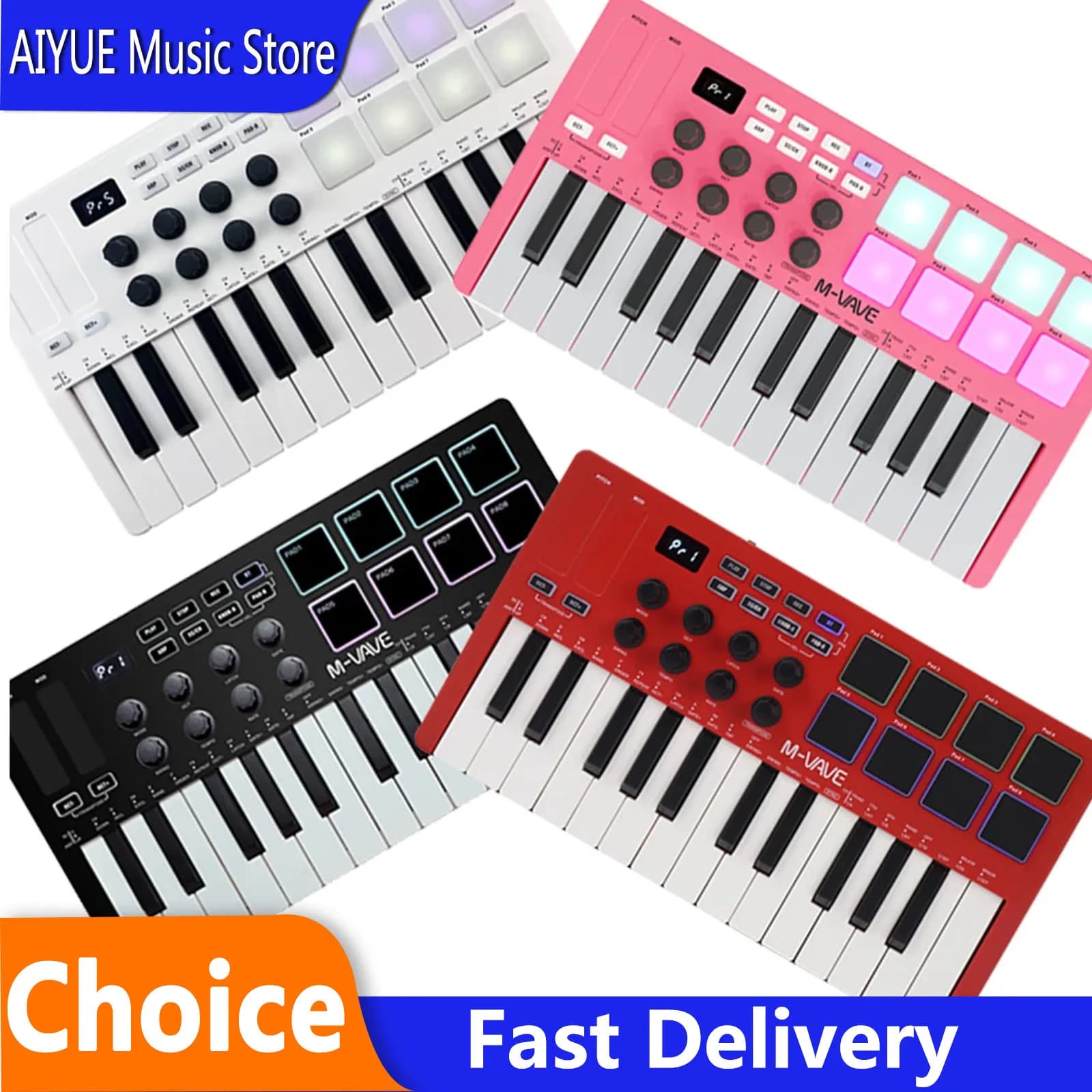 Teclado Controlador MIDI Portátil M-VAVE SMK-25 de 25 Teclas com USB Recarregável