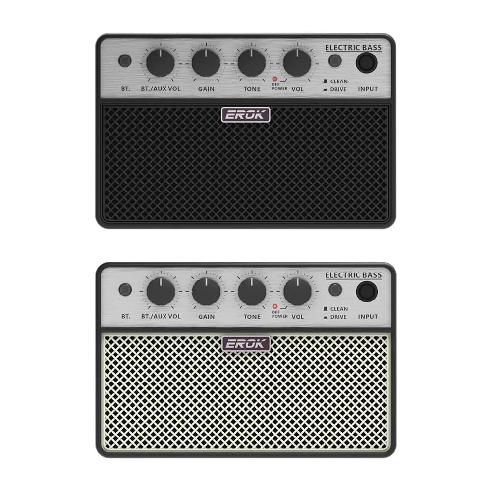 Erok guitarra portátil amplificador bluetooth guitarra elétrica baixo mini amplificador com efeitos limpos/drive pequeno alto-falante prática acessório