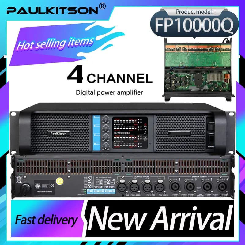 Paulkitson Fp10000q 2500w 4-Channel Professional Power Amplifier Suitable For Subwoofers And Line Array Speakers 1350w 8 Ohms
