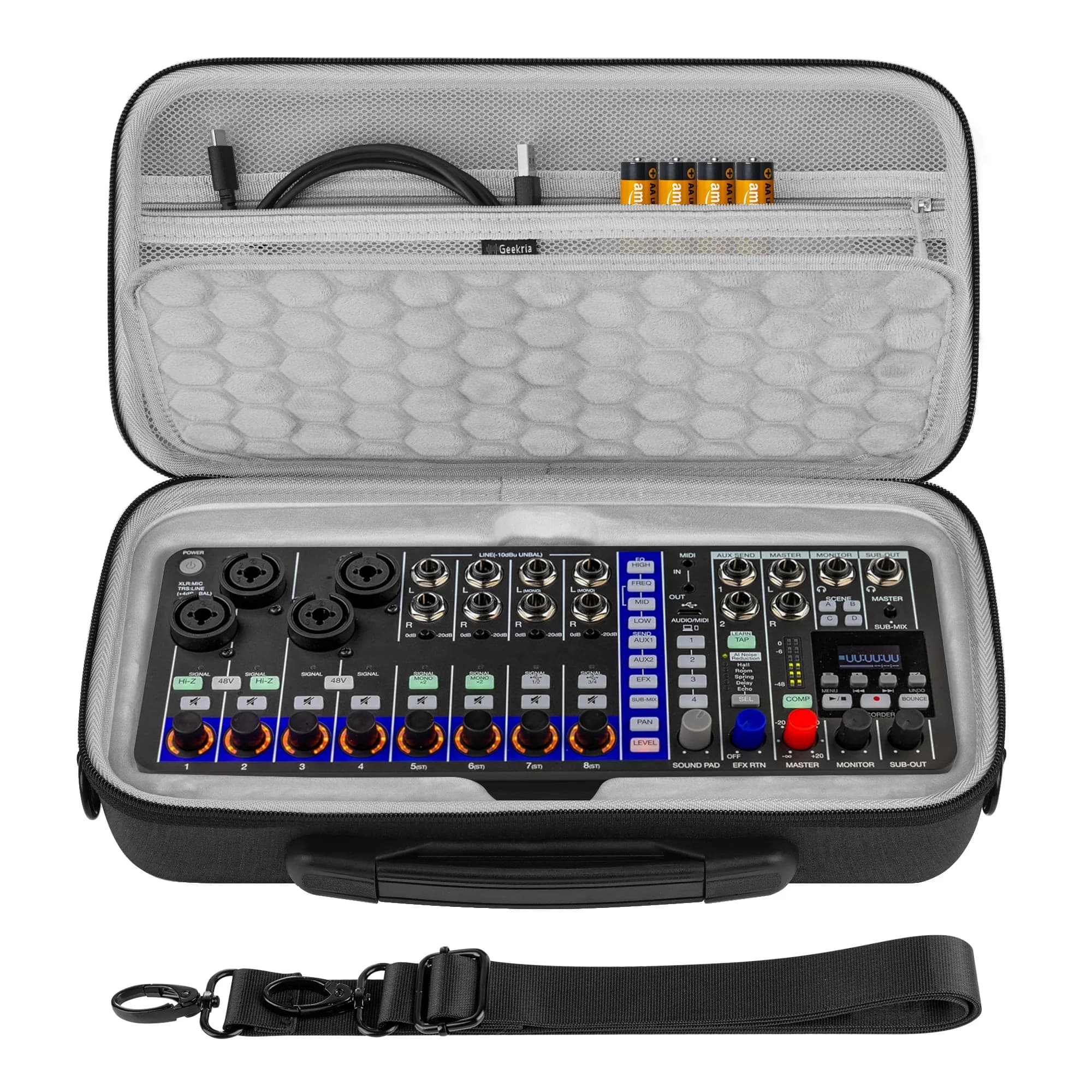 Estojo de transporte para interface de áudio Geekria compatível com o mixer digital Zoom LiveTrak L6 max/ L6 max (cinza escuro)