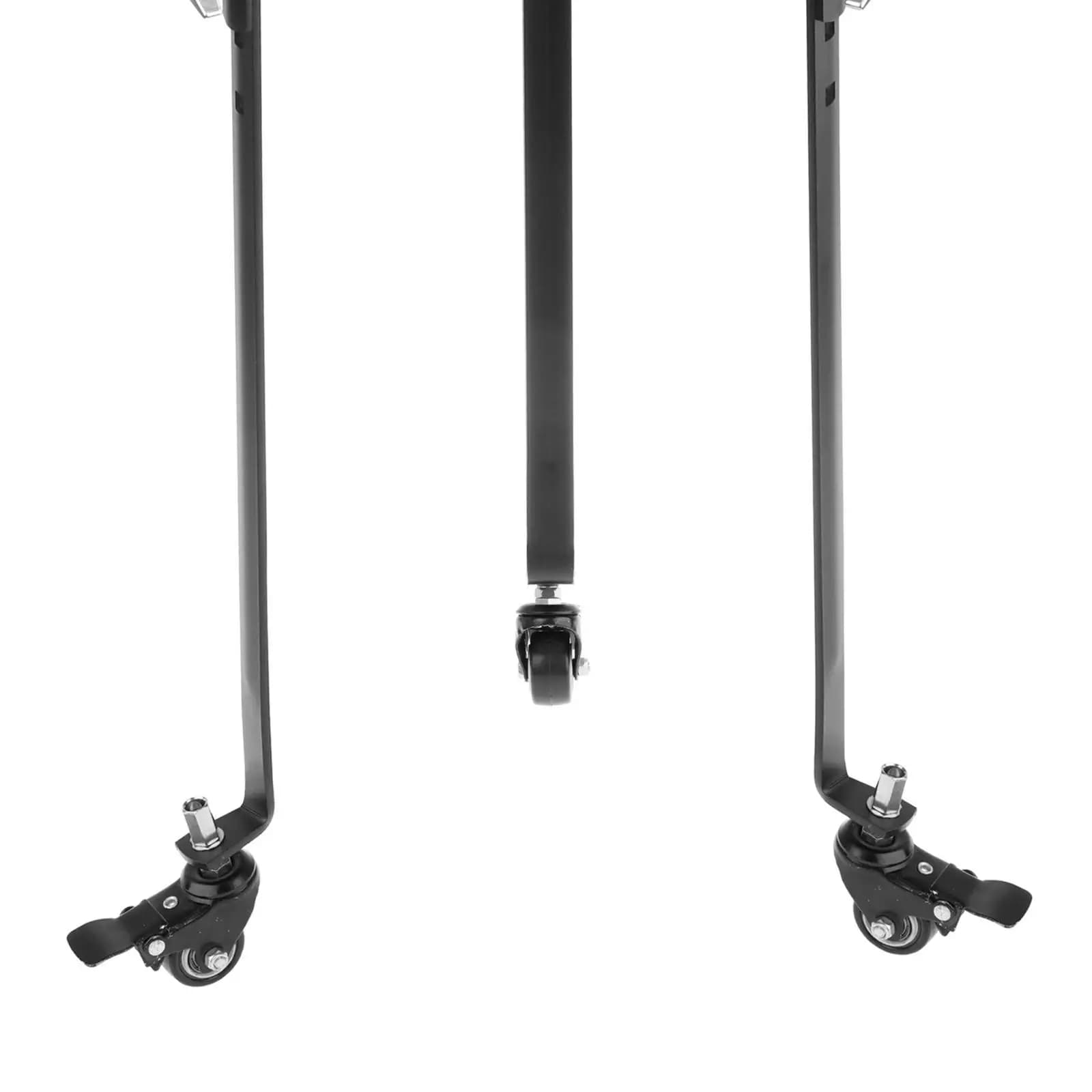 Suporte de Conga Tipo Barril com Rodas e Base Antiderrapante 70-100cm, Suporte Ajustável de Ferro para Instrumentos, Suporte para Djembe Africano