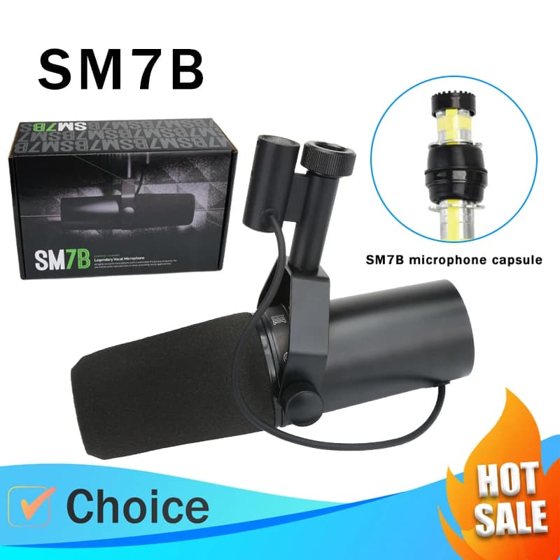 Microfone dinâmico profissional SM7B condensador cardióide com montagem de choque