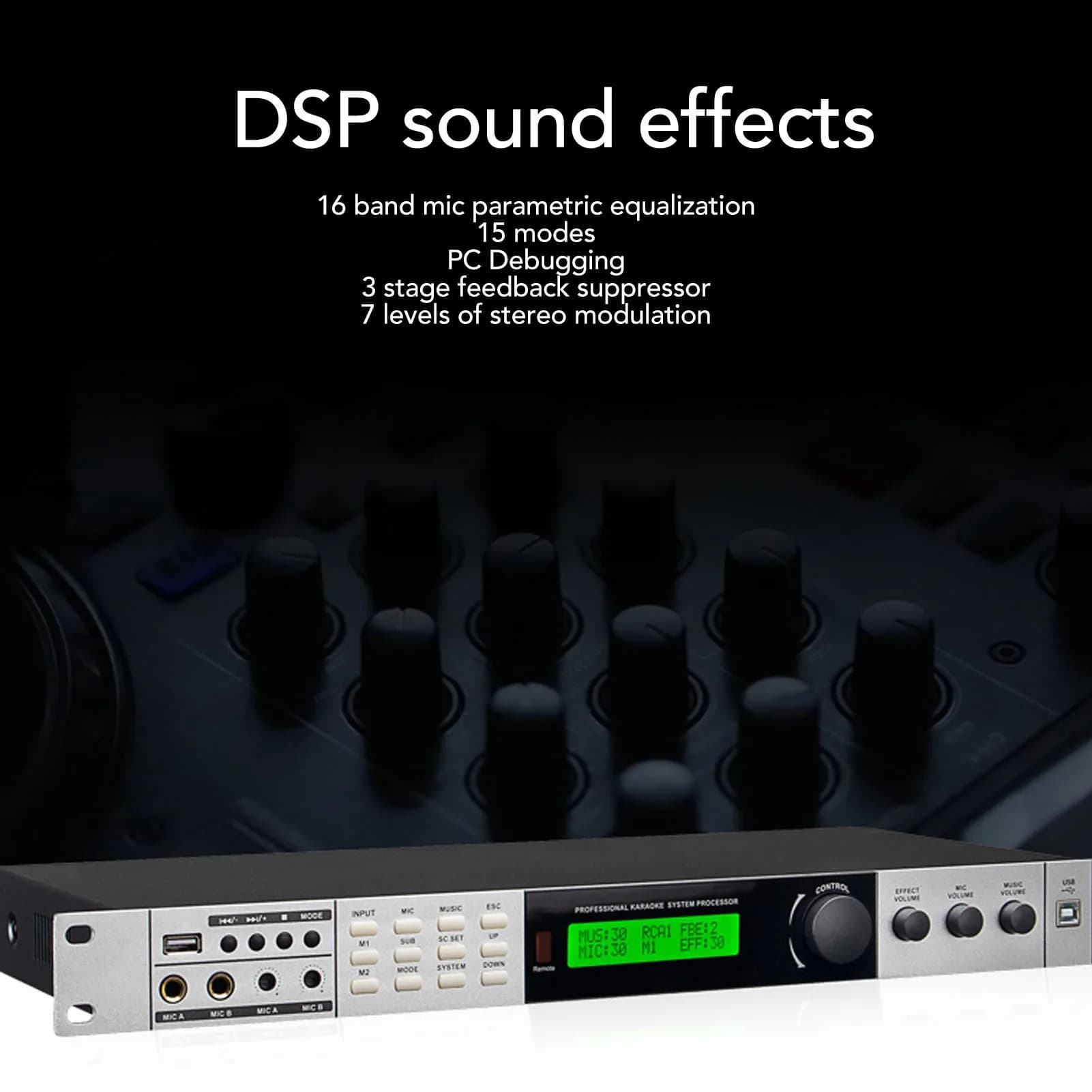 Mixer de Microfone Bluetooth 5.1, Mixer de Som Digital, Receptor para Uso Profissional em Clubes, Bares e Karaokê, Sistema de Microfone