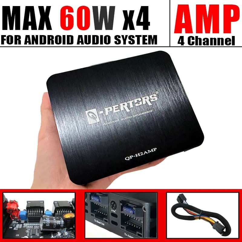 Amplificador de carro de 4 canais (60Wx4) 240W de potência máxima para dispositivos Android de grande tela subwoofers de áudio e alto-falantes amplificador estéreo de carro