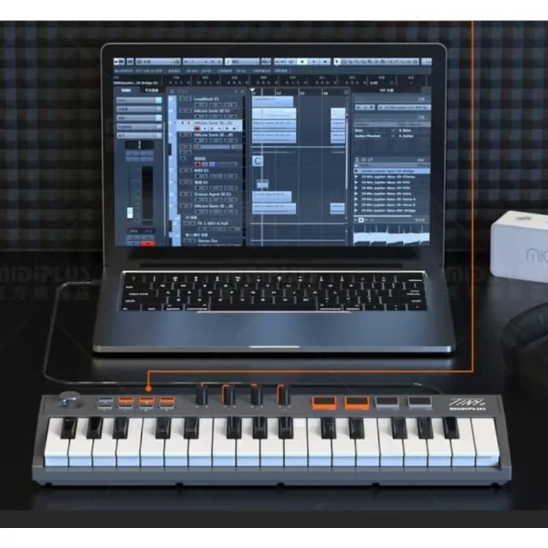 Hooqu Tiny 32 + teclas dobráveis teclado MIDI controlador USB compacto para amantes de música de todas as idades NM378