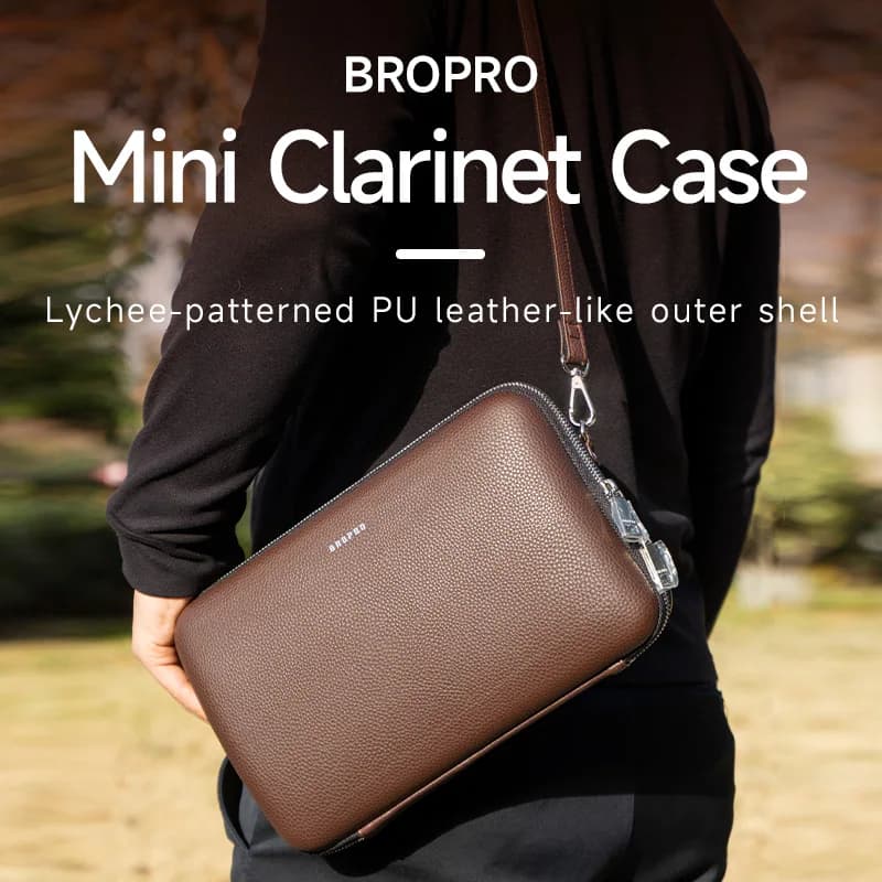 Bropro B-Flat Clarinete Bolsa de Ombro de Couro Mochila Portátil Bolsa de Armazenamento de Instrumentos Musicais