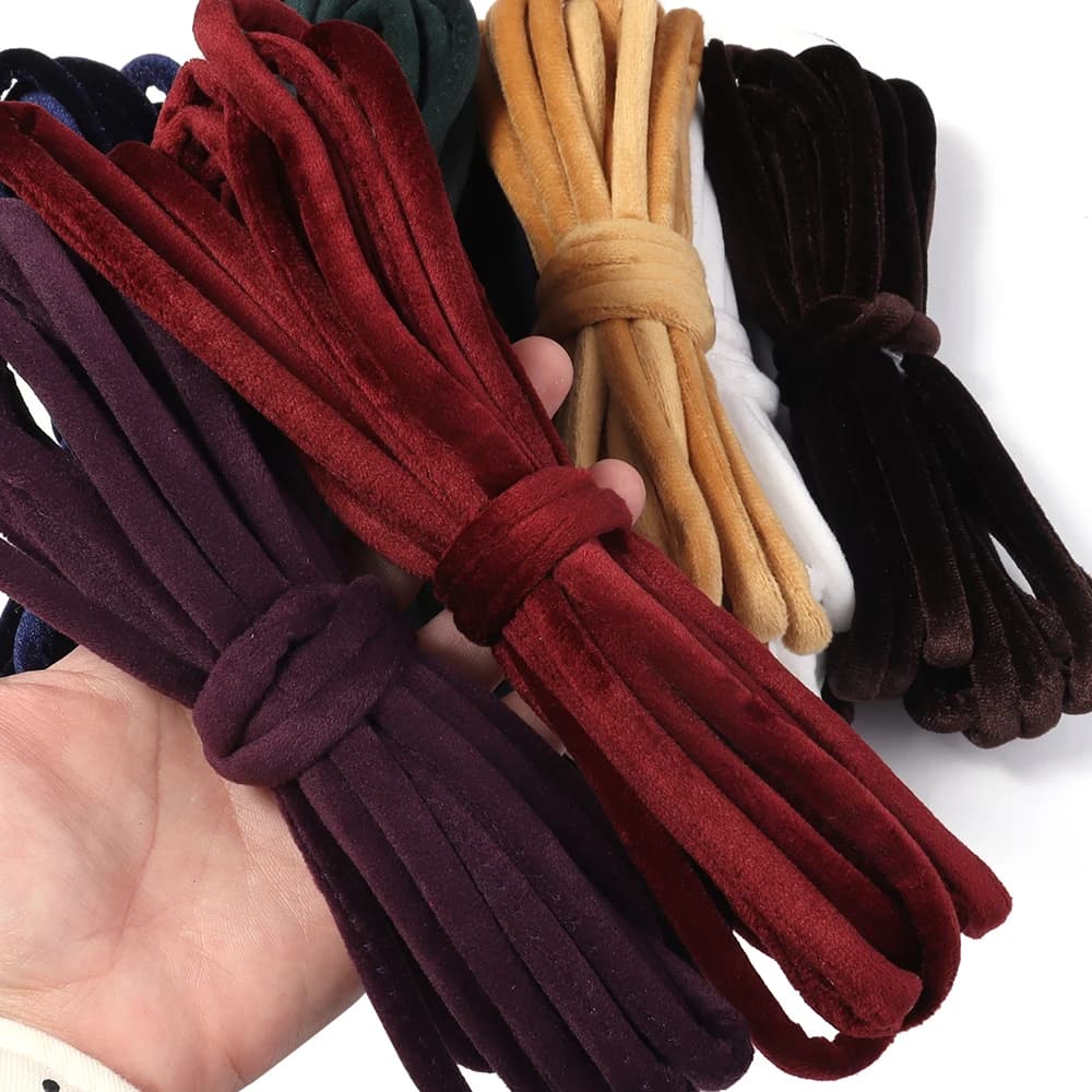 Corda Trançada de Veludo Colorida de 6mm, 5 Jardas/Lote, para Fabricação de Joias, Pulseiras DIY, Alças de Celular e Acessórios para Chaveiros