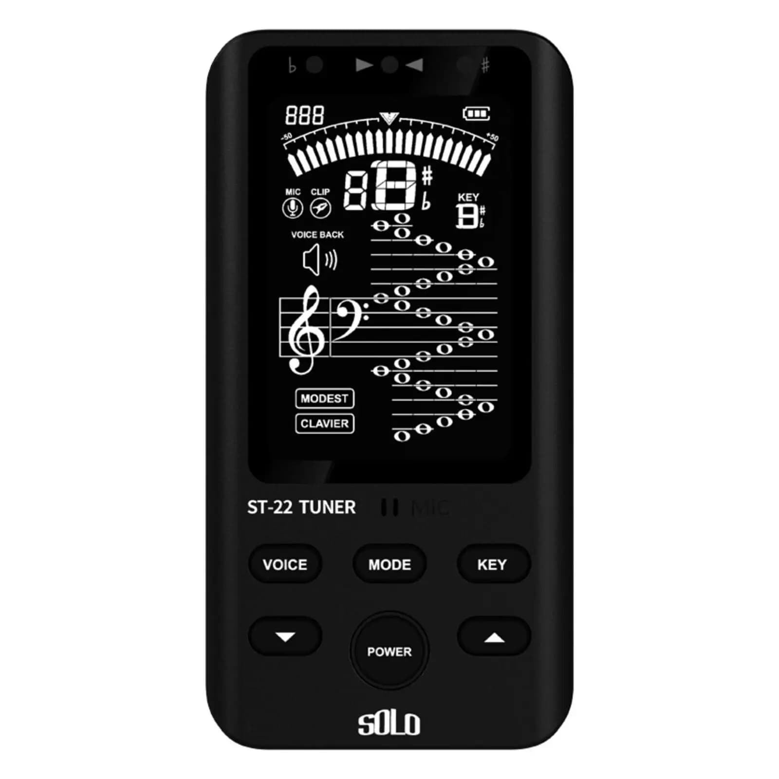 SOLO-ST-22 Metrônomo para Sintonizador Digital Recarregável, Incluindo Som e Blindagem, Guitarra Variável, Baixo, Violino, Ukulele