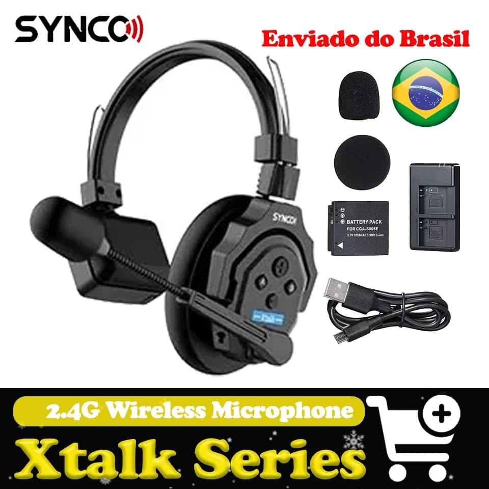 Auscultadores sem fios Synco Xtalk Série para trabalho em equipa com redução de ruído Sistema de intercomunicação com microfone