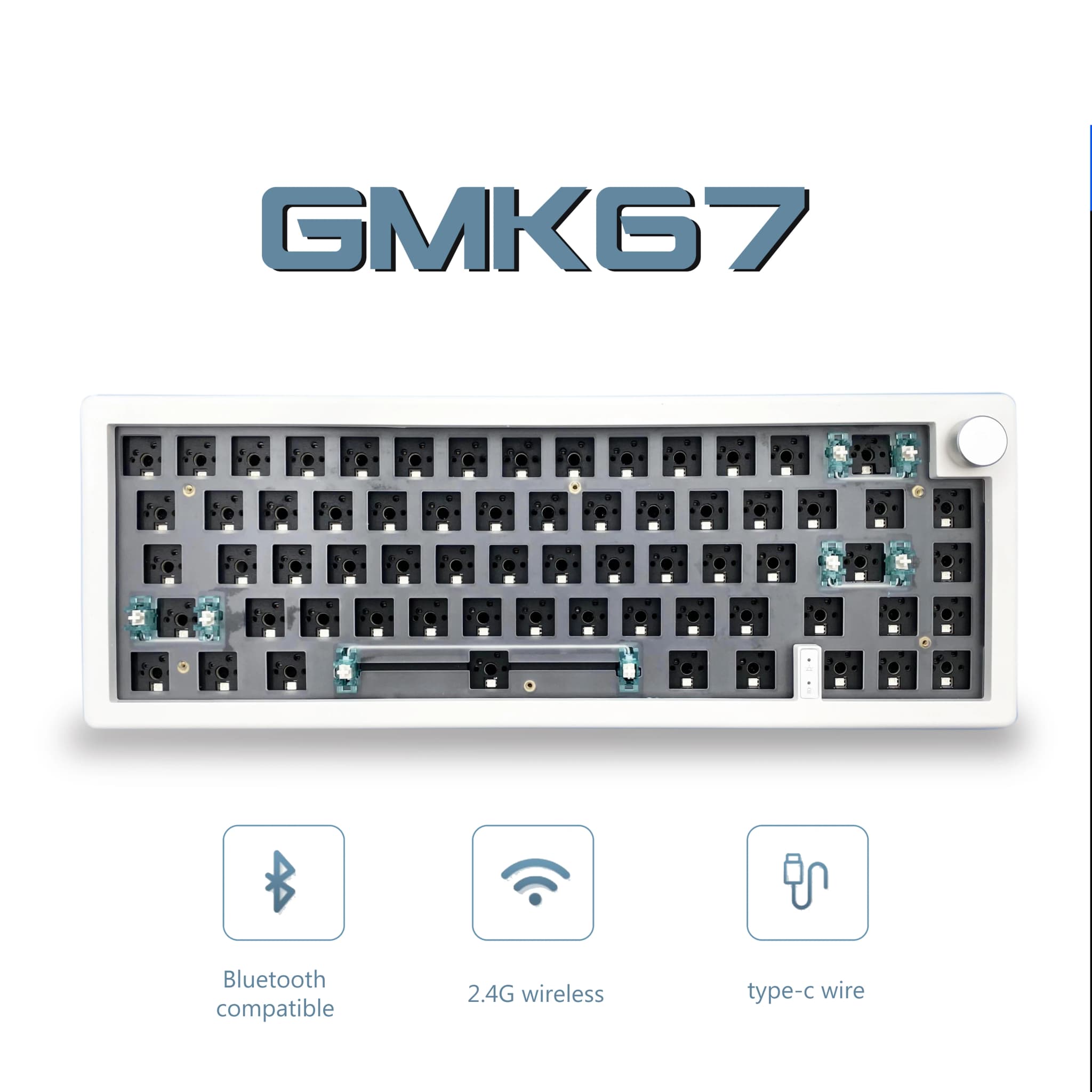 GMK67 65% Junta Bluetooth 2.4G Kit de teclado mecânico personalizado sem fio hot-swappable RGB retroiluminado