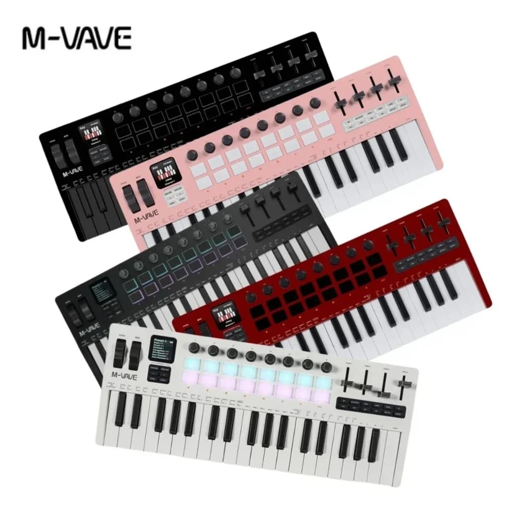 M-VAVE SMK-37 Pro Teclado Controlador MIDI de 37 teclas ​   Com motor de sintetização integrado 8 botões + 16 almofadas RGB Controlador MIDI de 37 teclas