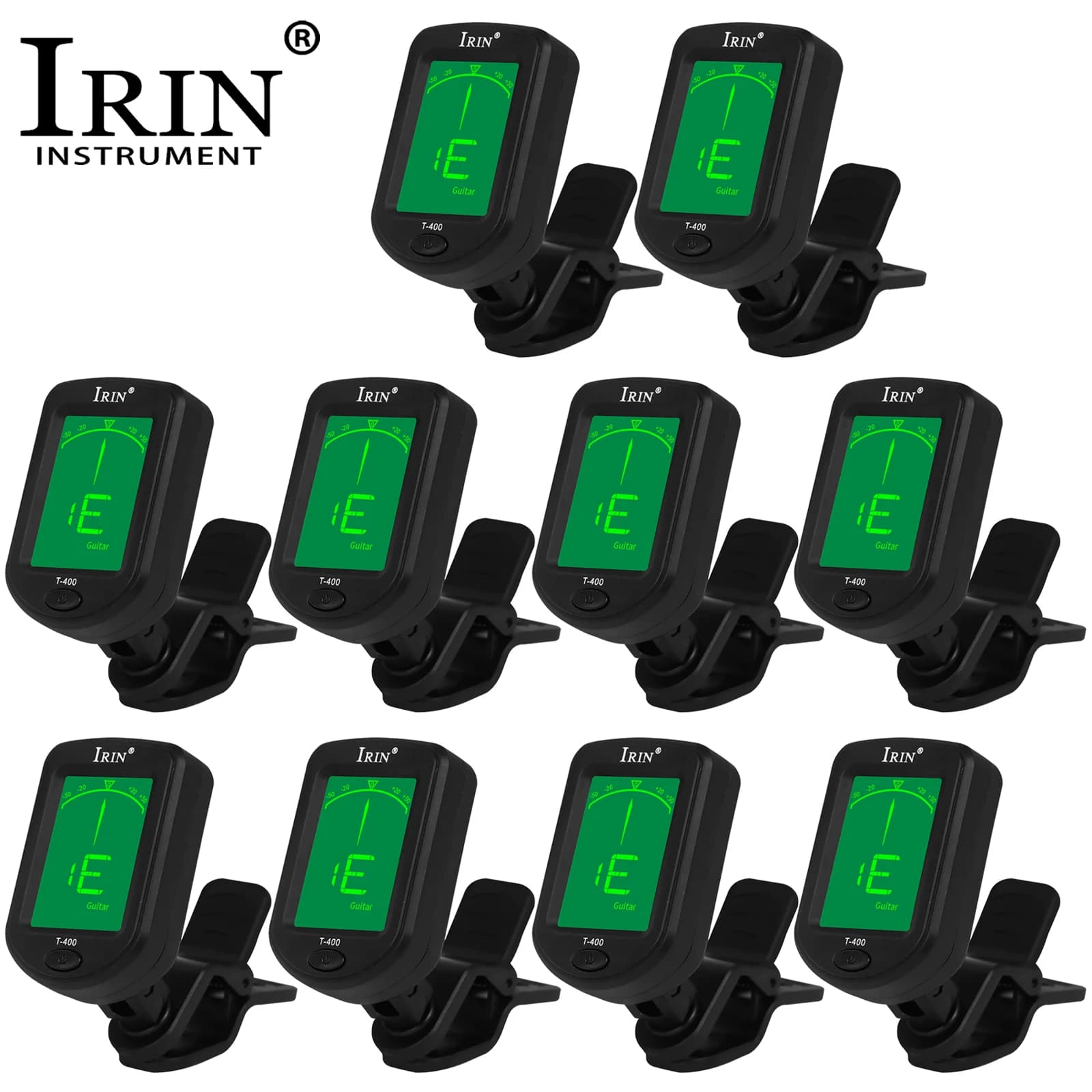 Afinador digital IRIN T-400 clip-on para guitarra, ukulele, baixo e violino, conjunto de 10 peças.