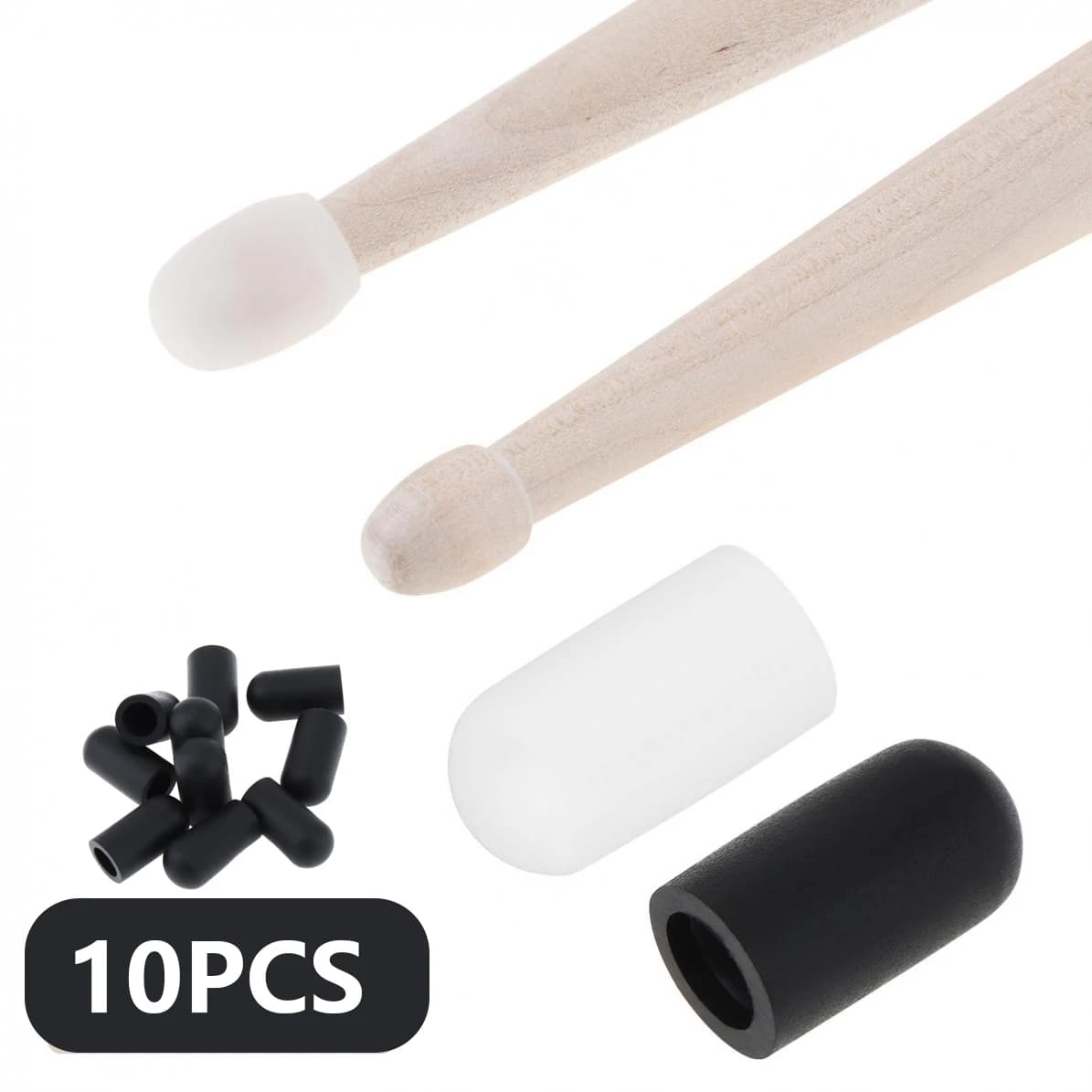 10 pçs silicone tambor vara mangas vara cabeça protetora mudo capa para jazz snare eletrônico tambor mudo exercício baqueta