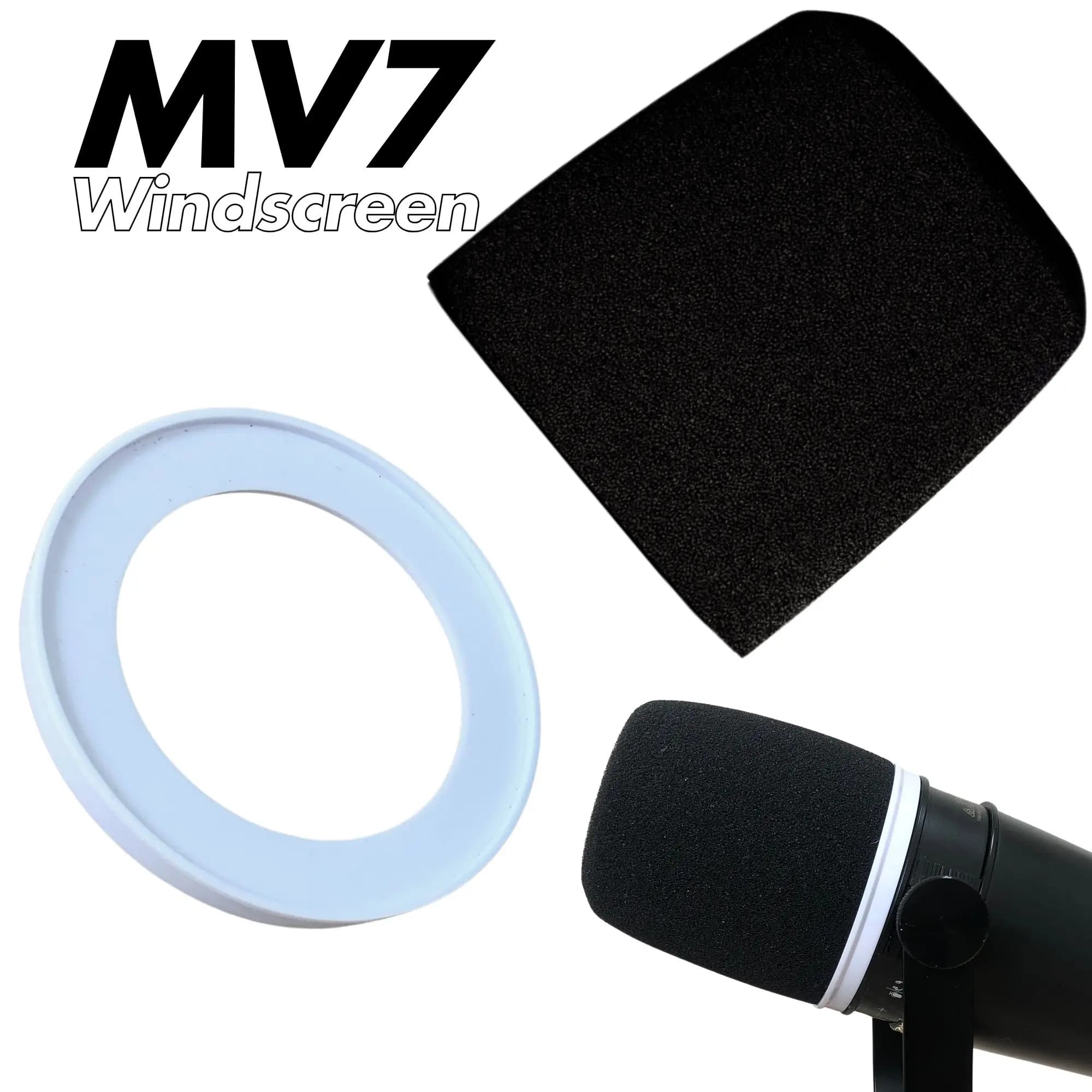 Capas de microfone de espuma com anel de retenção para Shure MV7, MV7X, MV7i, MV7 + Pop Filter RK345 Acessório de pára-brisas