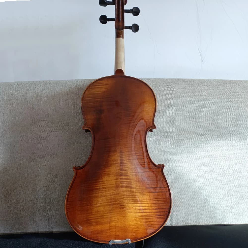 Viola profissional de madeira maciça feita à mão, 15"-16", Antonio Stradivarius, marrom, com arco e estojo de espuma.