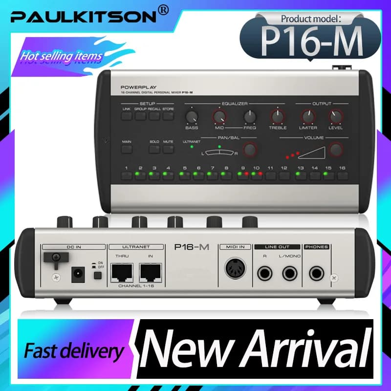 Mixer Digital Paulkitson de 16 Canais Possui Conversores D/A de 24 Bits de Última Geração para Qualidade de Áudio Premium P16-M