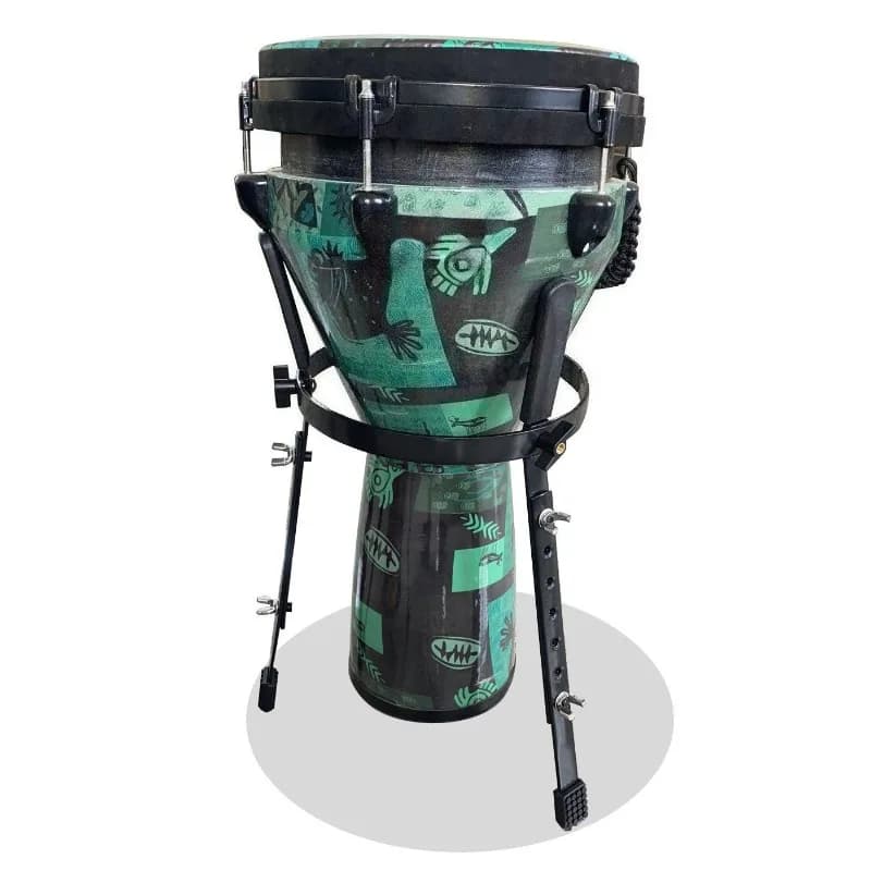 Tambor Africano Djembe com Suporte Ajustável - Verde Escuro