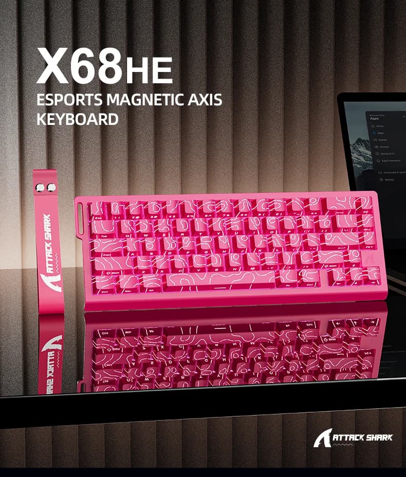 ATTACK SHARK X68HE Teclado Magnético Vermelho Com Fio Mecânico para Pro Gaming 0.01mm Trigg Rápido 8000Hz SOCD/Rs 0.125ms 128K Taxa
