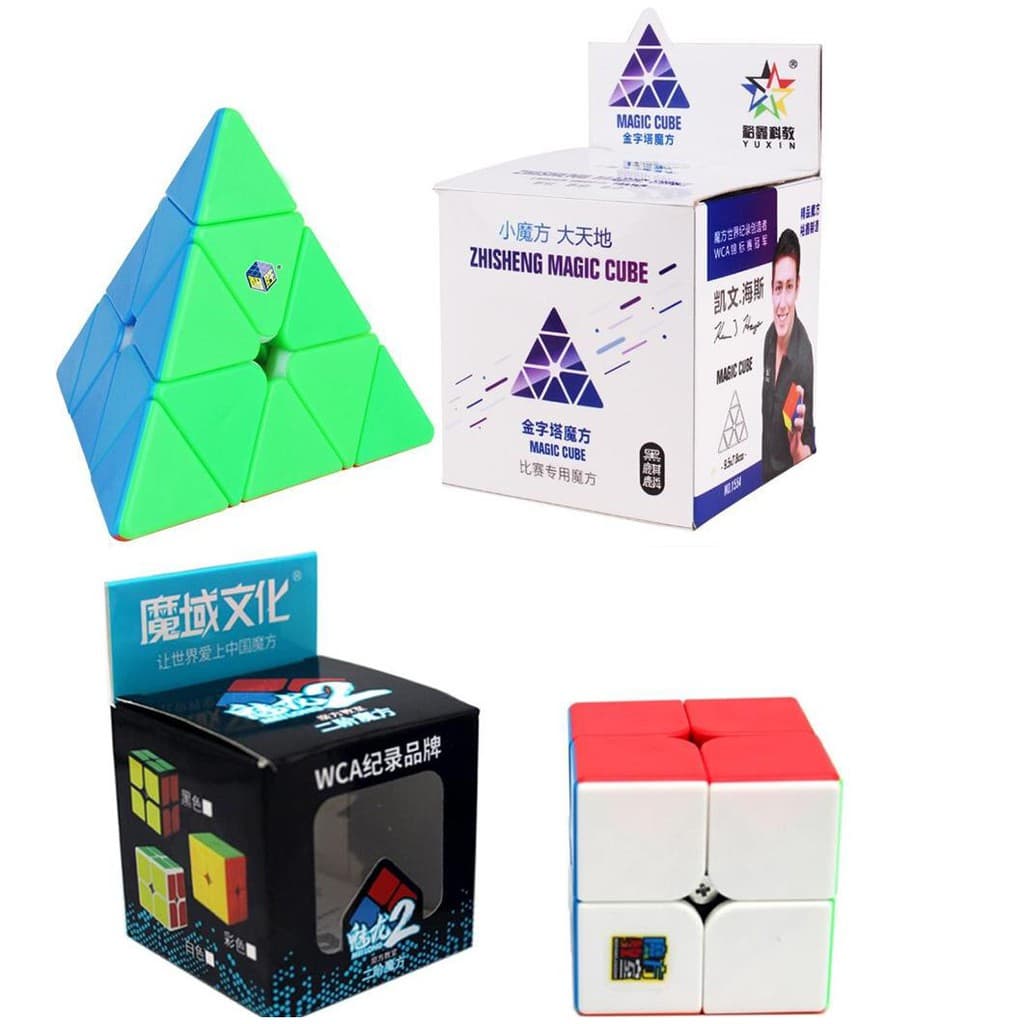2 Cubos Mágico Profissional: 1 cubo Piramide Piramix e 1 Cubo 2x2