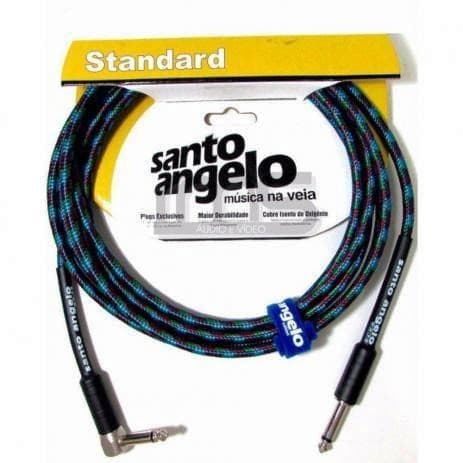Cabo de guitarra Santo Angelo 6,1 metros azul e preto, conectores 90º
