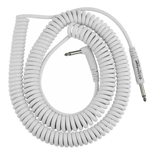 Cabo de guitarra em espiral branco 9 metros P10 x P10 em L