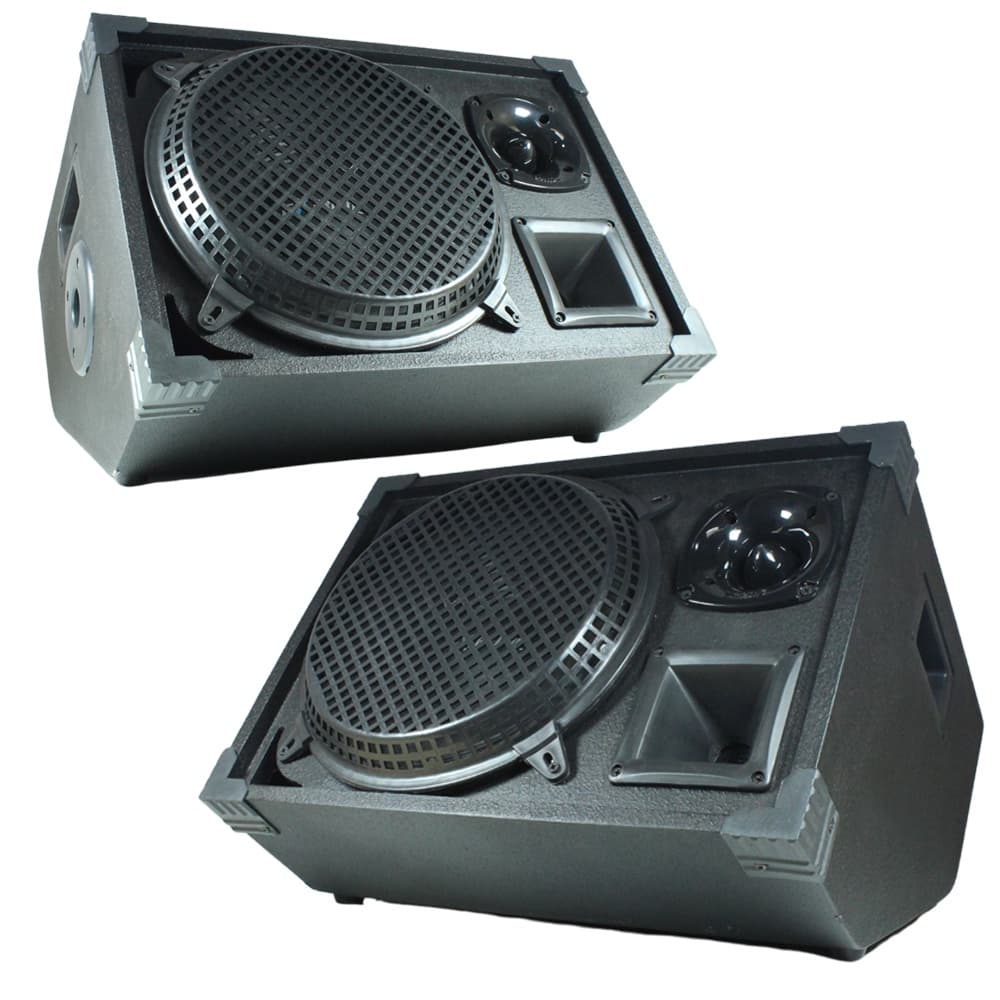 Kit 2 caixas retorno passiva 12 pol 3 vias 500w som preto