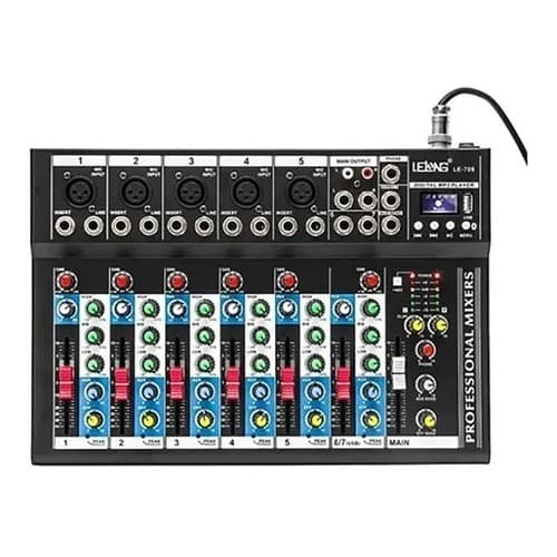 Mesa De Som Bluetooth Usb Mixer Mp3 Digital 6 Canais Le-709 Visor Digital promocao