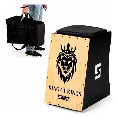 Cajon Elétrico Cajon Eletroacústico Leão + Bag Cajon Spark Instrumentos Musicais Percussão