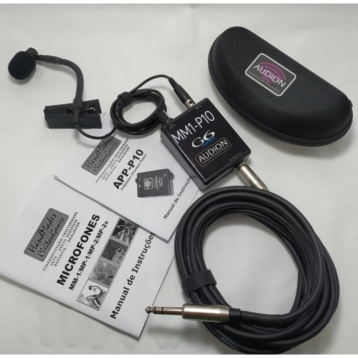 Kit de microfone sem Phantom para saxofone, clarinete, trompete e trombone com cabo P10