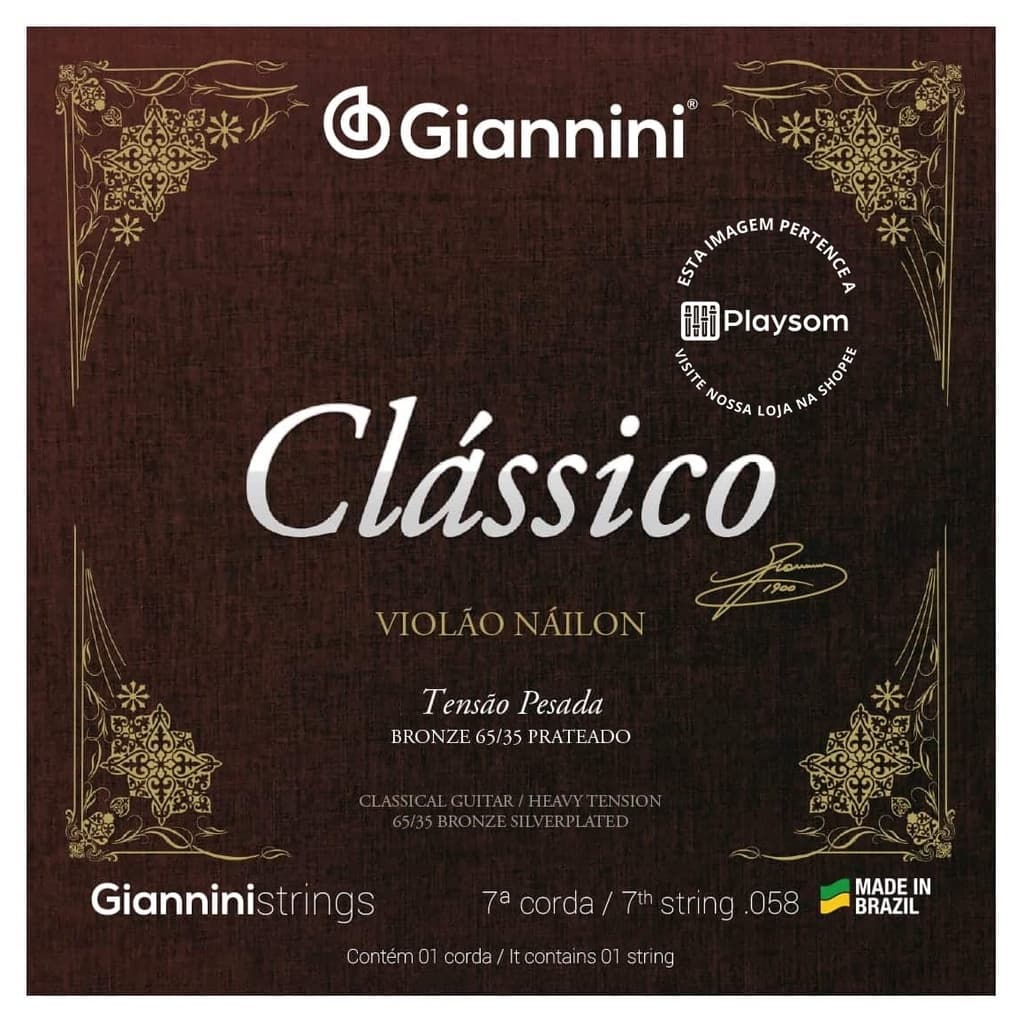 Corda Avulsa para Violão 7 Cordas - Sétima 7° Corda Giannini Clássico Tensão Pesada