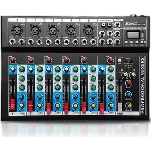 Mesa De Som Bluetooth Usb Mixer Mp3 Digital 6 Canais Le-709 Visor Digital