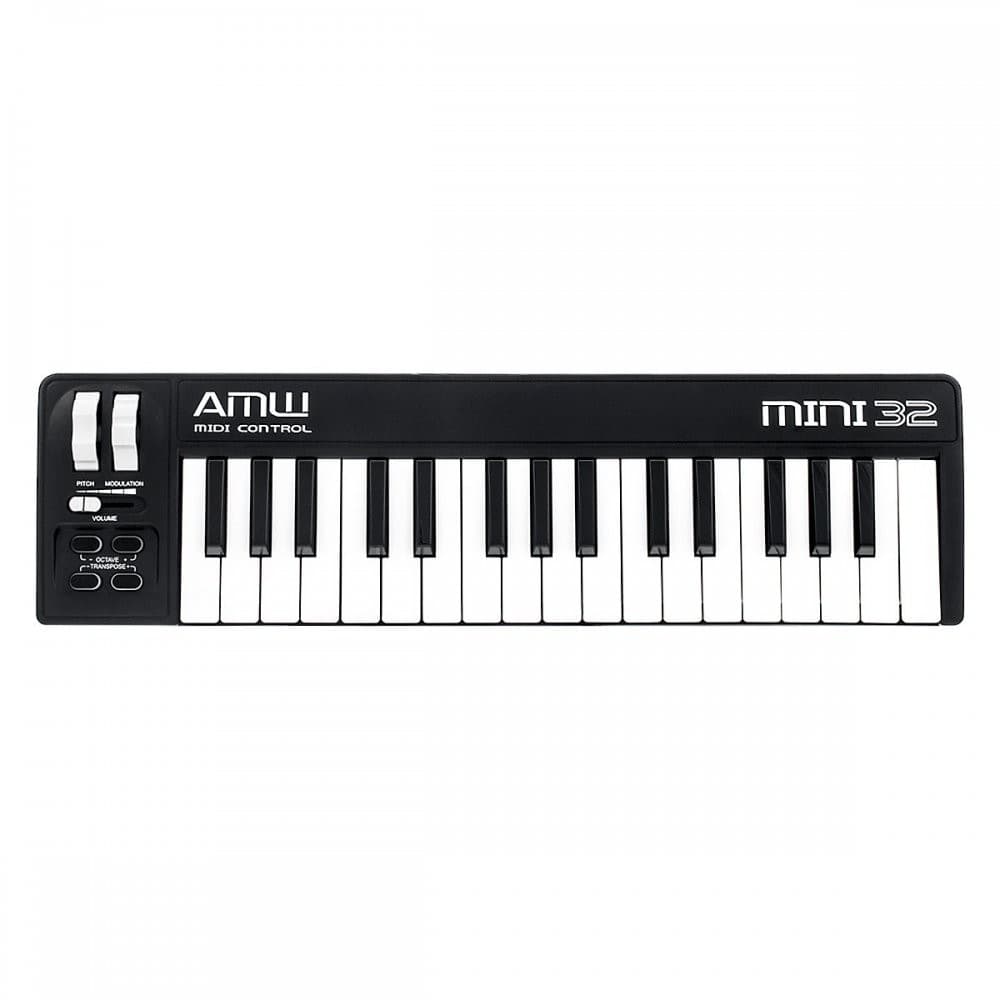 Amw Mini 32 Black ou White Teclado Controlador Midi 32 Teclas com Pitch Modulation Entrada p Sustain