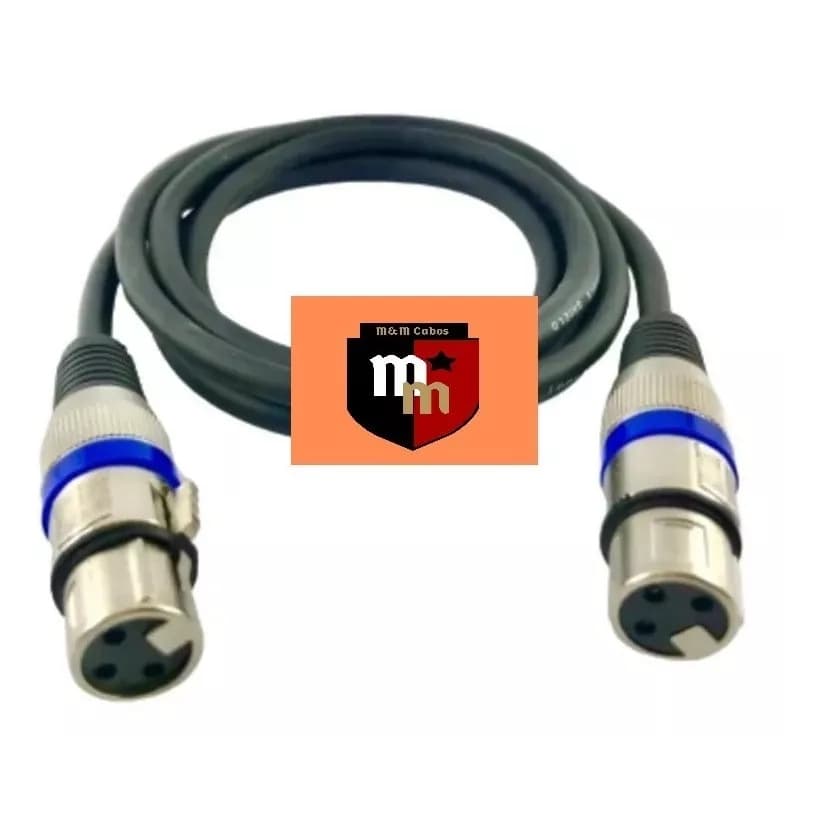 Cabo XLR fêmea a fêmea 1m KANON M&M preto e azul