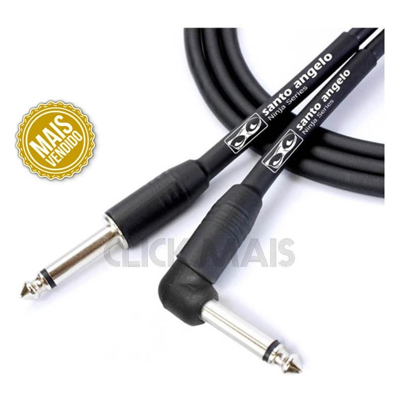 Cabo de guitarra Santo Angelo Ninja, conector prateado, preto, mais vendido