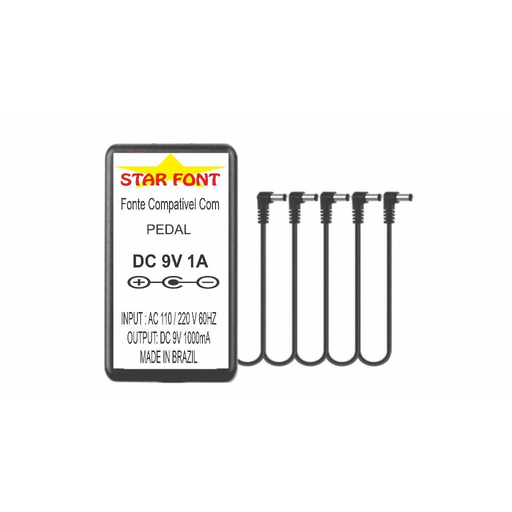 Fonte DC 9V 1A Para 5 Pedais, Multi Pedal