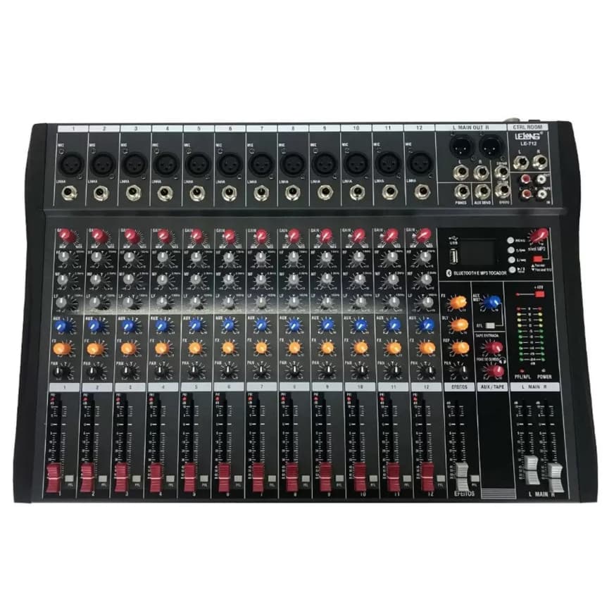 Mesa De Som 12 Canais Bluetooth Usb Mixer Mp3 Playe Digital Bivolt Le 712