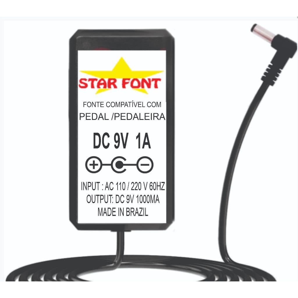 Fonte DC 9V 1A Para Todos  Pedais, Multi Pedal