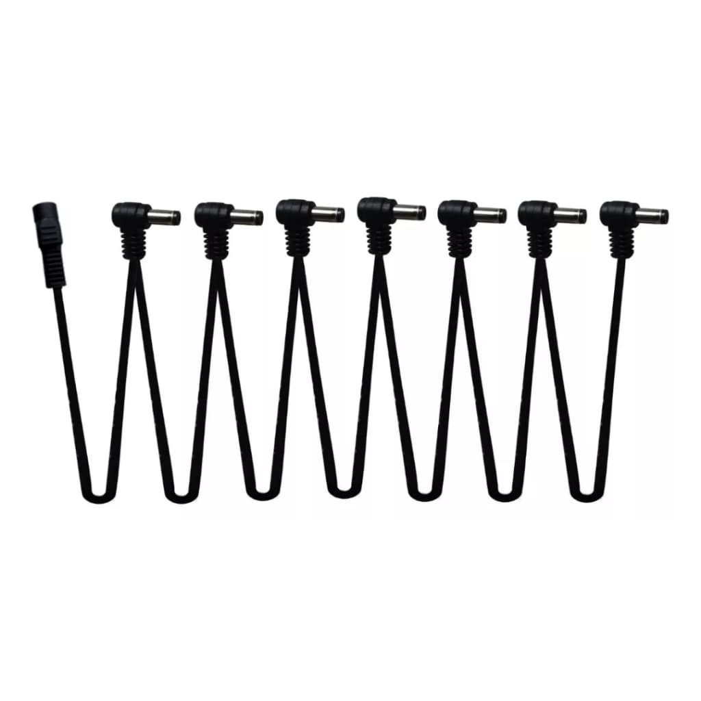Cabo extensor fonte de pedais MXT para 7 pedais com 20cm, cabos pretos com conectores metálicos