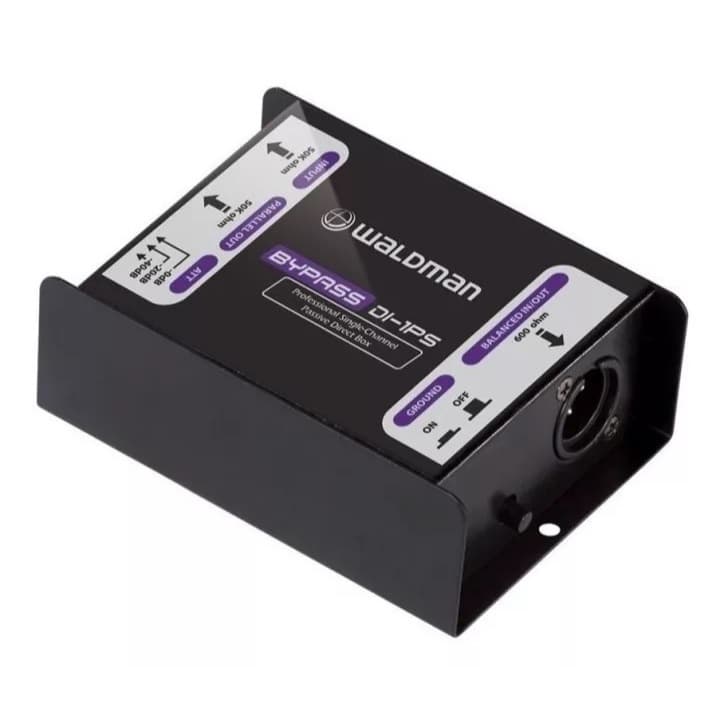 Direct Box Passivo Casador Impedancia Bypass DI-1PS Waldman em fundo branco