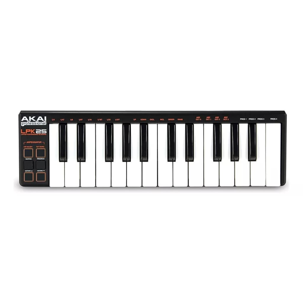 AKAI Controlador de teclado MIDI profissional LPK25 com 25 teclas de ação sintetizadora (Mac e PC)
