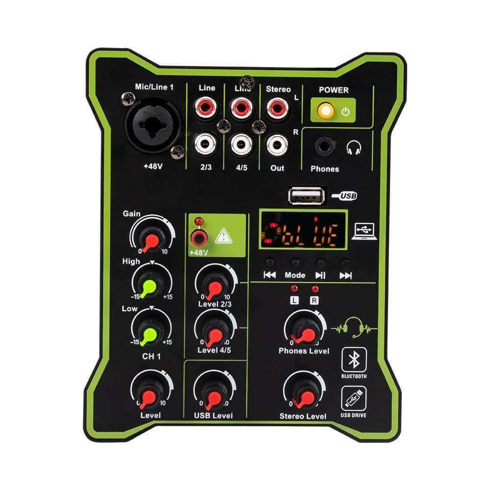Mixer De 5 Canais Profissional Bluetooth Usb Display Digital
